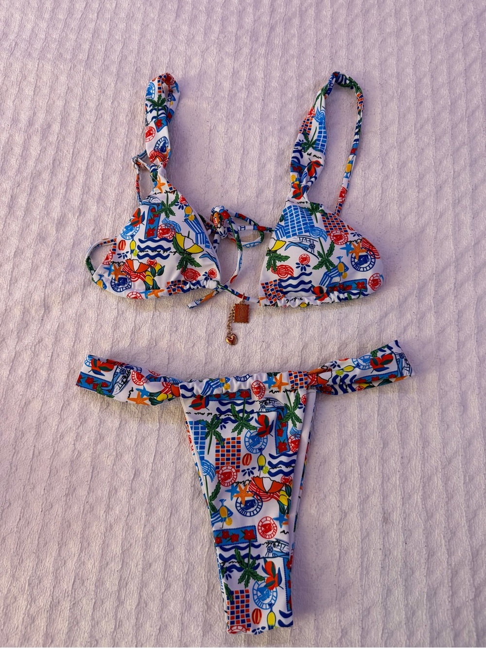 Mediterranean Multicolor Strappy Bikini Set | size s